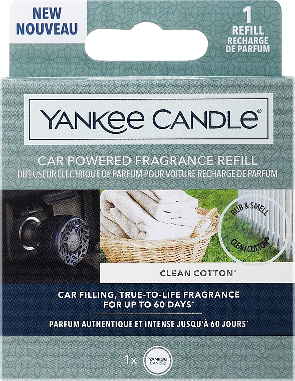 Аромадиффузор в машину - Yankee Candle Clean Cotton Car Powered Fragrance Diffuser Refill (сменный блок) — фото N1