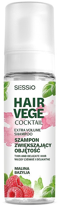 Шампунь-пінка для об'єму волосся "Малина" - Sessio Hair Vege Cocktail Extra Volume Shampoo — фото N1