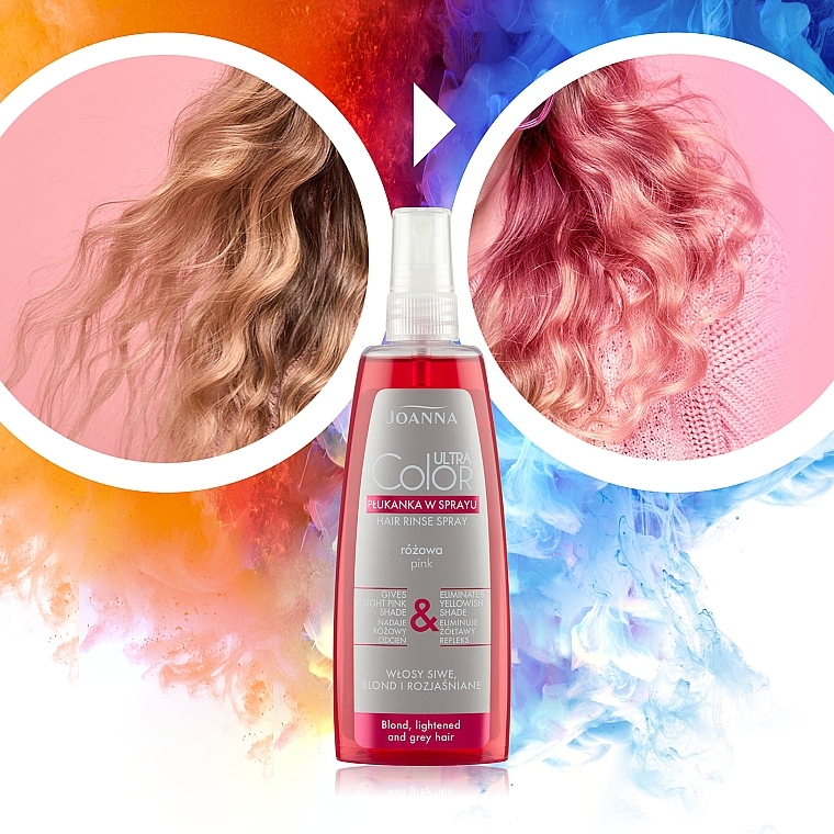 Спрей-ополаскиватель для волос подкрашивающий - Joanna Ultra Color System Hair Rinse Spray Pink — фото N6