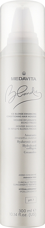 Мус-кондиціонер для холодних відтінків блонду - Medavita Blondie Ice Blonde Enhancing Conditioning Hair Mousse — фото N1