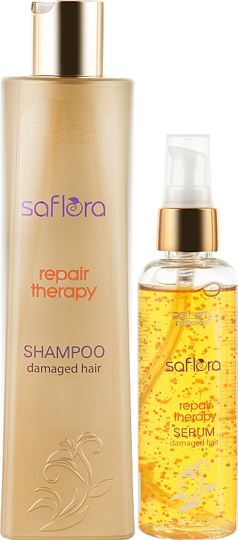 Набор профессионального домашнего ухода за поврежденными волосами, для женщин - DeMira Professional Saflora Repair Therapy (shm/300ml + ser/100ml) — фото N2