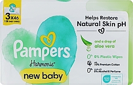 Дитячі вологі серветки, 3x46 шт. - Pampers New Baby Harmonie Body Wipes — фото N1