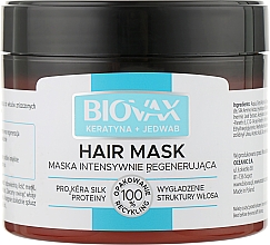 Парфумерія, косметика Маска для волосся "Кератин + шовк" - L'biotica Biovax Keratin + Silk Hair Mask