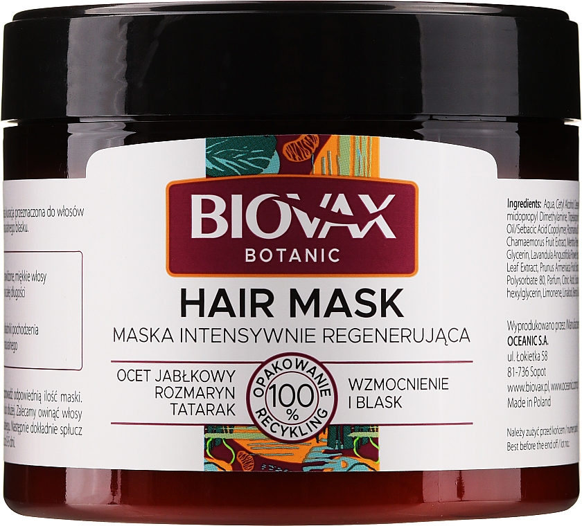 Маска регенерирующая для волос "Яблочный уксус" - Biovax Botanic Hair Mask — фото N2