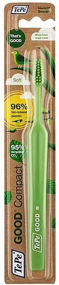 Экологическая детская зубная щетка, зеленая - TePe TePe Good Compact Soft — фото N1