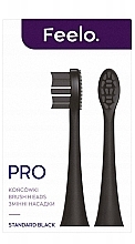 Сменная насадка для звуковой зубной щетки, черная, 2 шт. - Feelo PRO Black Standard — фото N2