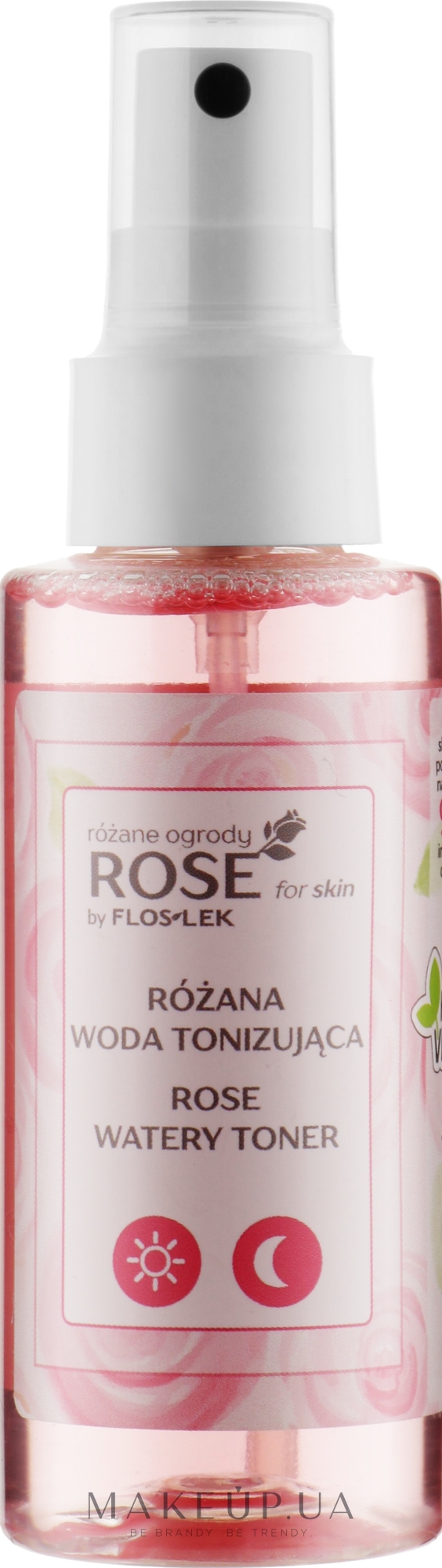 Натуральная розовая тонизирующая вода для лица, шеи и декольте - Floslek — фото 95ml