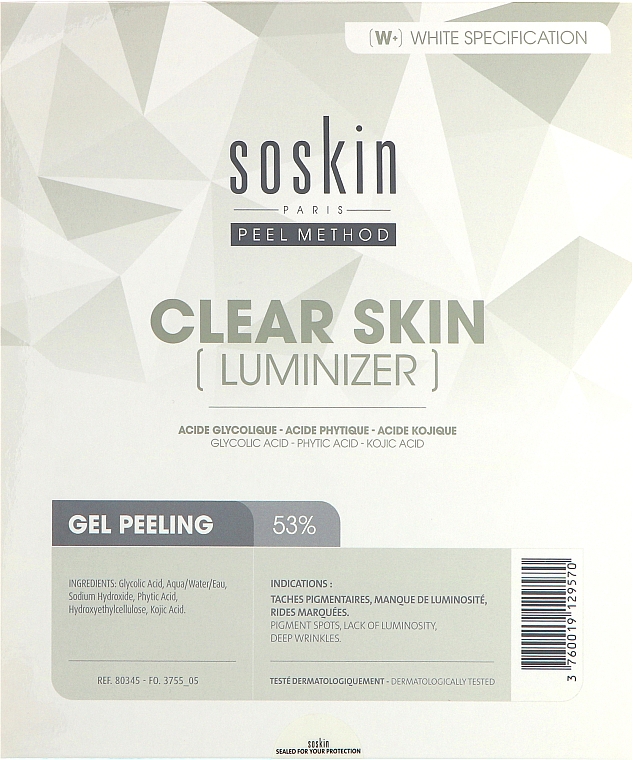 Набор "Сияние кожи" - Soskin Clear Skin Peeling Luminizer (peel/gel/30ml + brush + cup) — фото N1