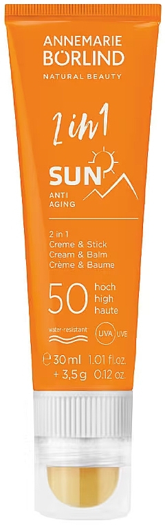 Солнцезащитный антивозрастной крем-стик - Annemarie Borlind 2in1 Sun Anti-Aging Cream & Stick SPF 50 — фото N1