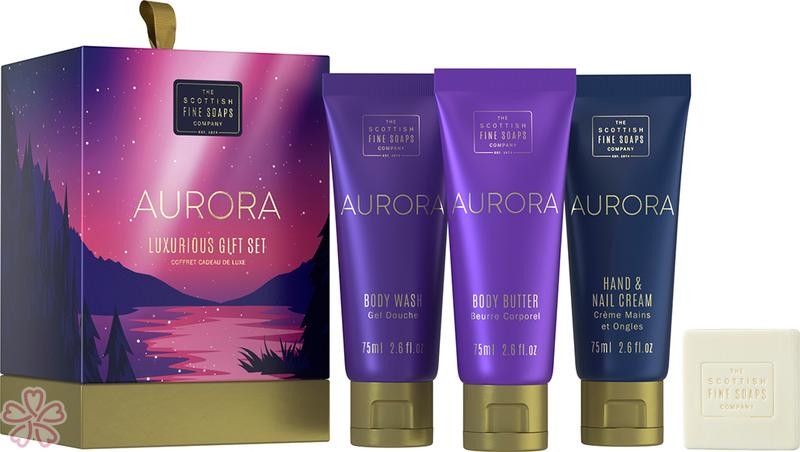 Набор - Scottish Fine Soaps Aurora Luxurious Gift Set (sh/gel/75ml + b/oil/75ml + h/cr/75ml + soap/40g) — фото N1