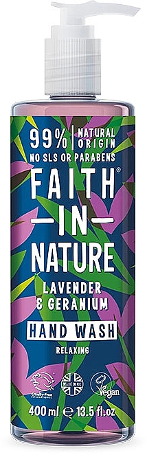 Жидкое мыло для рук "Лаванда и герань" - Faith in Nature Lavender & Geranium Hand Wash — фото N3