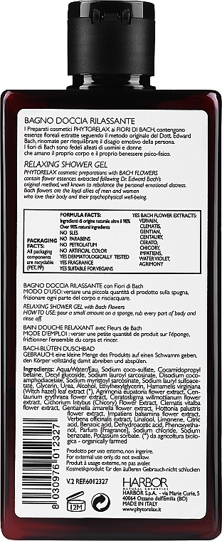 Гель для душа и ванны "Bach Flowers" - Phytorelax Laboratories Fiori Di Bach Relaxing Shower Gel  — фото N2