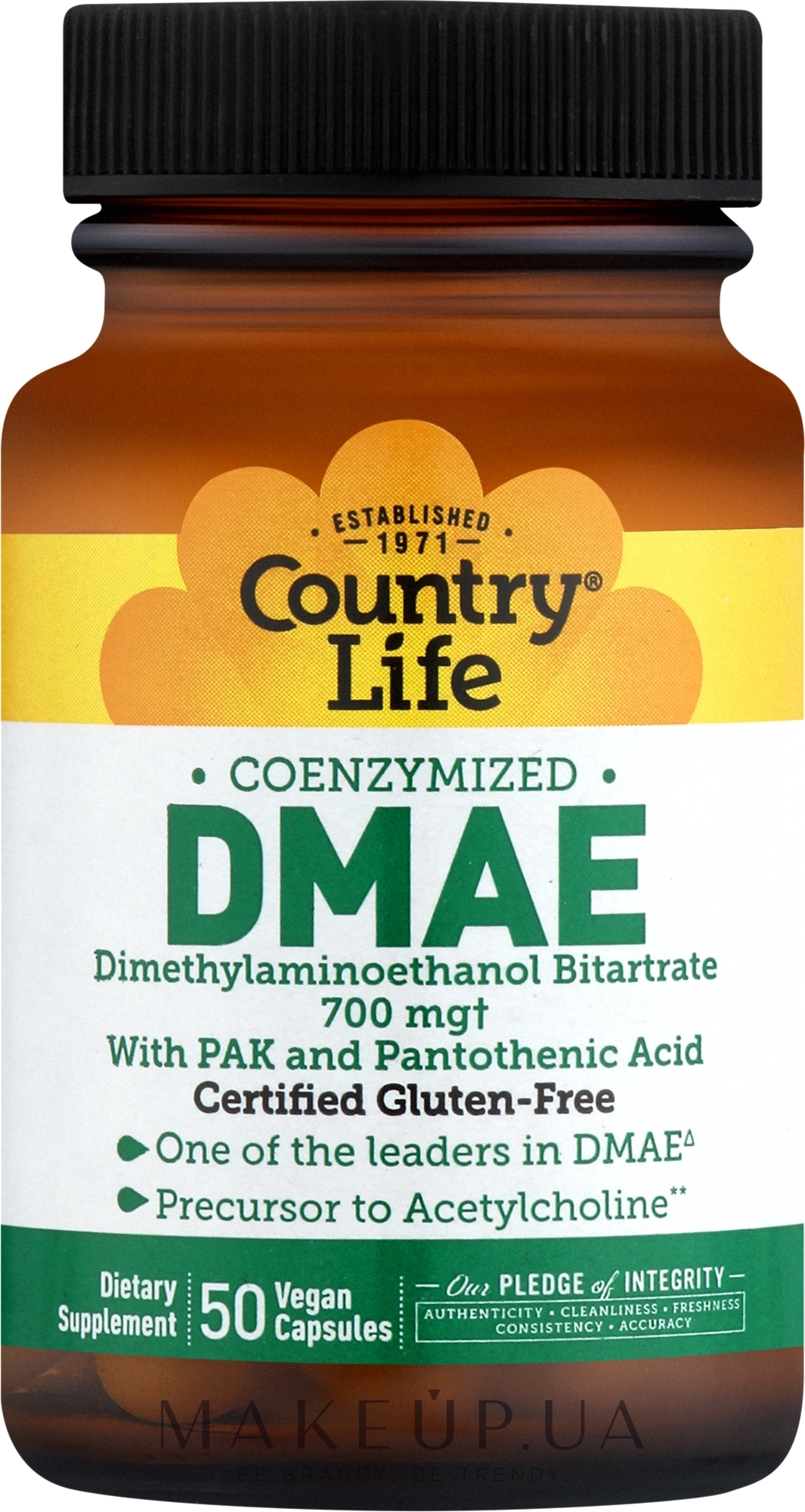 Пищевая добавка "DMAE 700 мг" в капсулах - Country Life  — фото 50шт