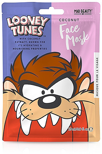 Тканинна маска для обличчя з ароматом кокоса - Mad Beauty Looney Tunes Mascarilla Facial Taz — фото N1