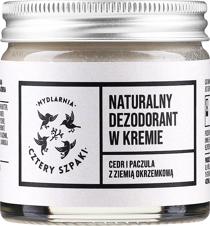 Натуральный крем-дезодорант "Кедр и пачули" - Cztery Szpaki — фото N1