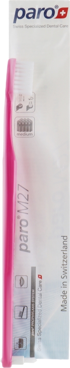 Детская зубная щетка "M27", розовая - Paro Swiss Isola F (полиэтиленовая упаковка) — фото N1
