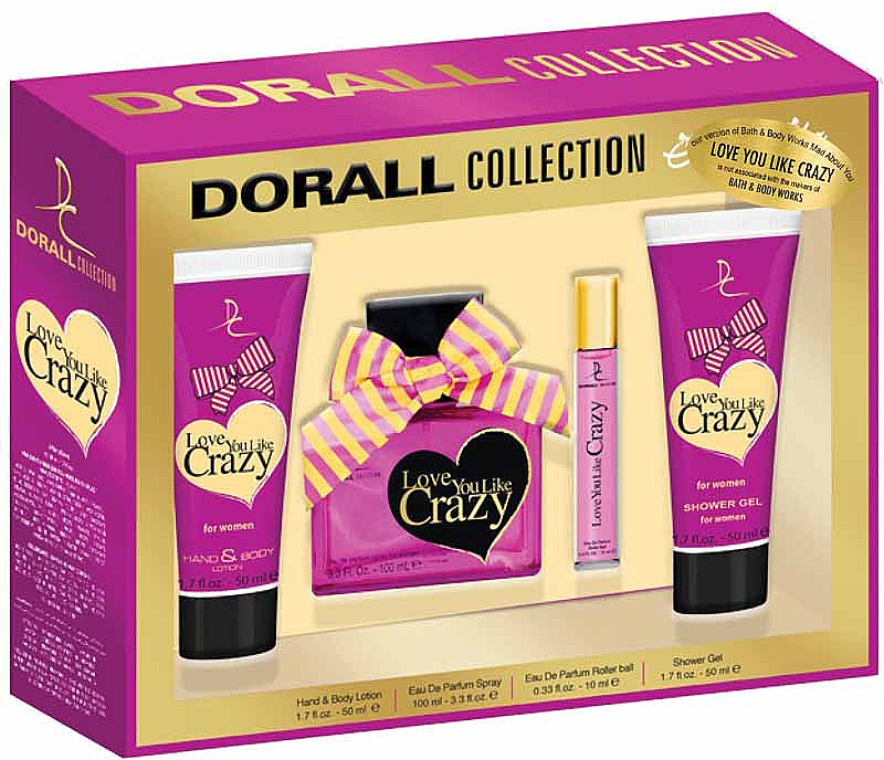 УЦЕНКА Dorall Collection Love You Like Crazy - Набор (edp/100ml + edp/10ml + lot/50ml + sh/gel/50ml) *