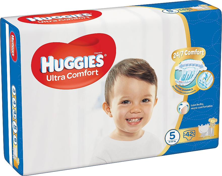 Підгузки дитячі "Ultra Comfort" 5 (12-22 кг, 42 шт.) - Huggies — фото N2
