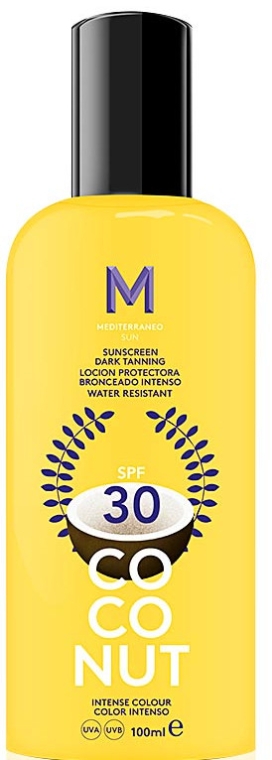 Солнцезащитный крем для темного загара - Mediterraneo Sun Coconut Sunscreen Dark Tanning SPF30 — фото N1