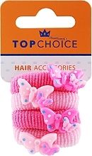 Резинки для волос 21831, 4 шт, розовые с бабочками - Top Choice — фото N1