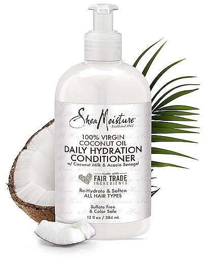 Зволожувальний кондиціонер для волосся з кокосовим маслом                    - Shea Moisture 100 % Virgin Coconut Oil Daily Hydration Conditioner — фото N3