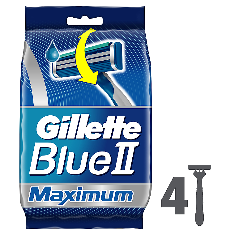 Набор одноразовых станков для бритья, 4шт - Gillette Blue II Maximum — фото N1