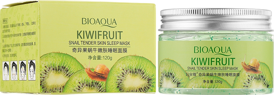 Ночная маска-детокс для лица с киви и улиточным муцином - Bioaqua Kiwifruit Snail Tender Skin Sleep Mask — фото N2
