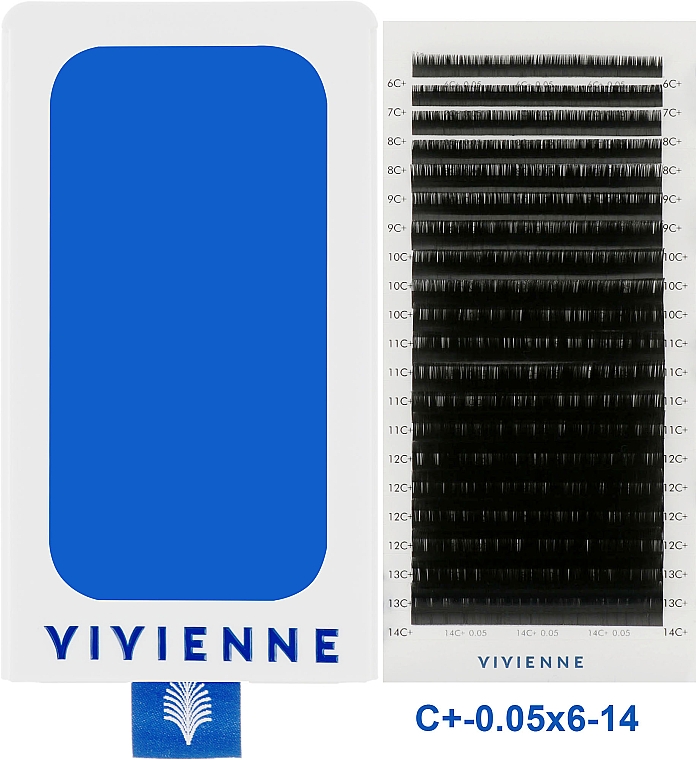 Накладные ресницы "Elite", черные, 20 линий (mix, 0,05, С + , 6-14) - Vivienne — фото N1