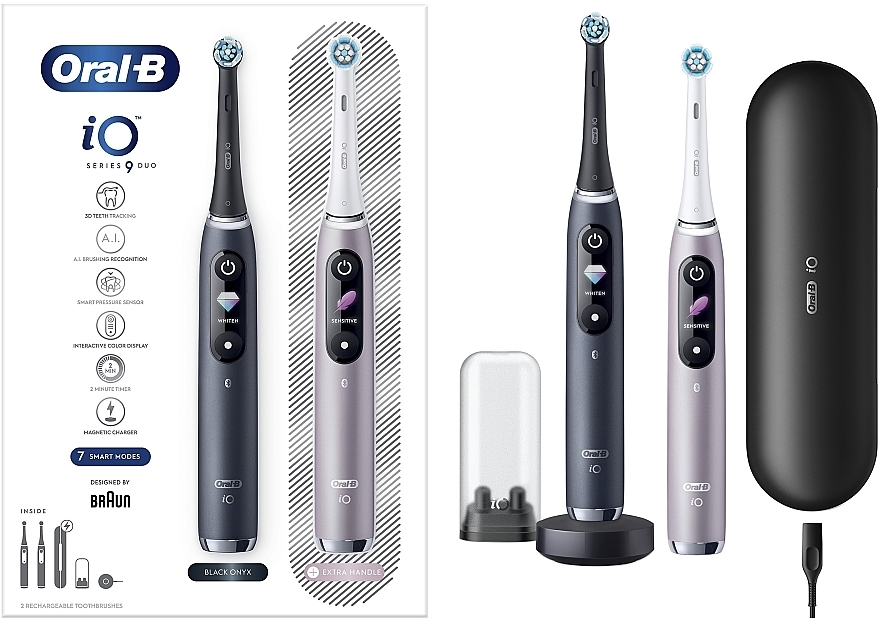 Набір електричних зубних щіток - Oral-B iO Series 9 Duo iOM9d.2J2.2AD 3758 Black Onyx, Rose — фото N1