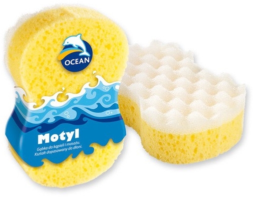 Губка масажна для купання "Motyl", жовта - Ocean — фото N1