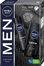 Парфумерія, косметика Набір - Nivea Men Feel Deep Body Care Gift Set (sh/gel/250ml + deo/150ml)