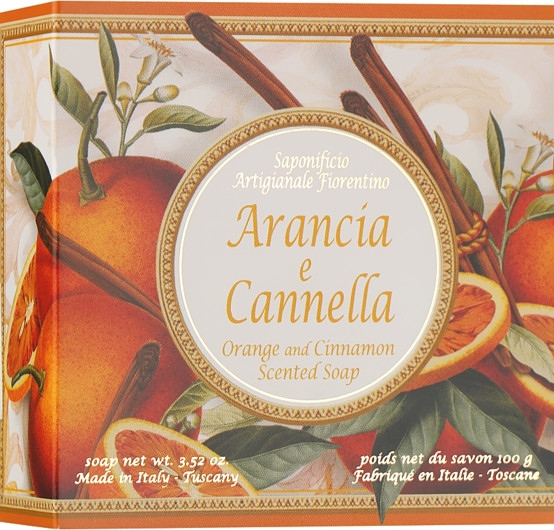 Натуральное мыло "Апельсин и Корица" - Saponificio Artigianale Fiorentino Orange & Cinnamon Soap — фото N1