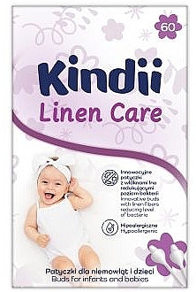 Ватні палички для дітей, 60 шт. - Kindii Linen Care — фото N1