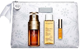 Парфумерія, косметика Набір - Clarins Xmas 21 Set (cl/oil/50ml + f/serum/30ml + lip/balm/2.8ml)