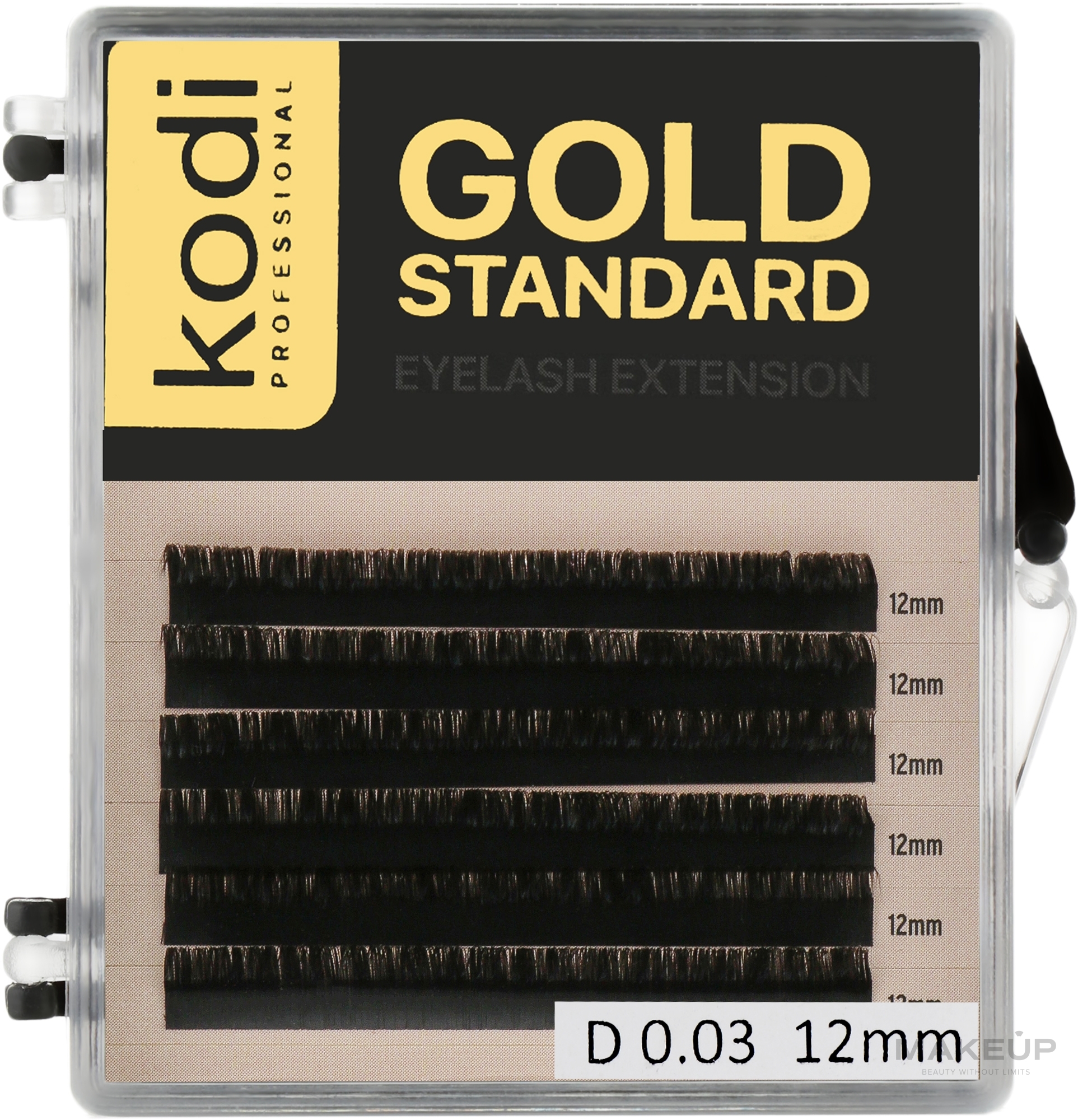 УЦЕНКА Накладные ресницы Gold Standart D 0.03 (6 рядов: 12 mm) - Kodi Professional * — фото 1уп