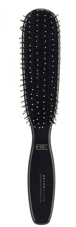 Щітка для розплутування волосся, чорна - Beter Elite Detangling Soft Massage Brush — фото N1