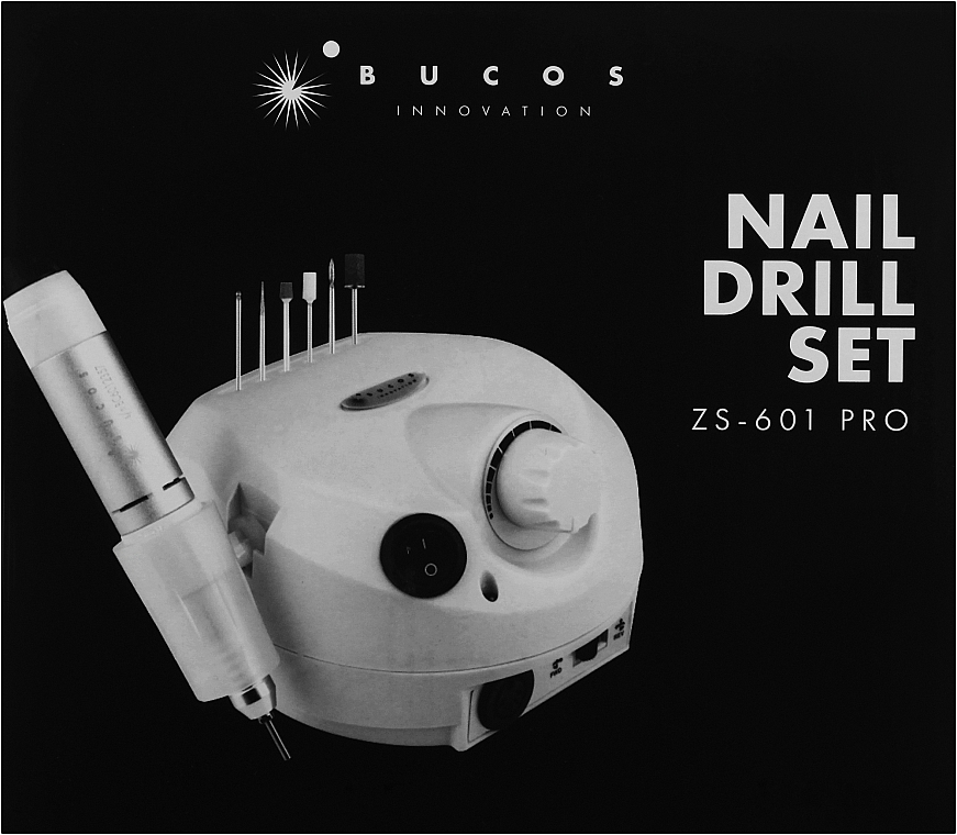 Фрезер для манікюру та педикюру, білий - Bucos Nail Drill Pro ZS-601 White — фото N2