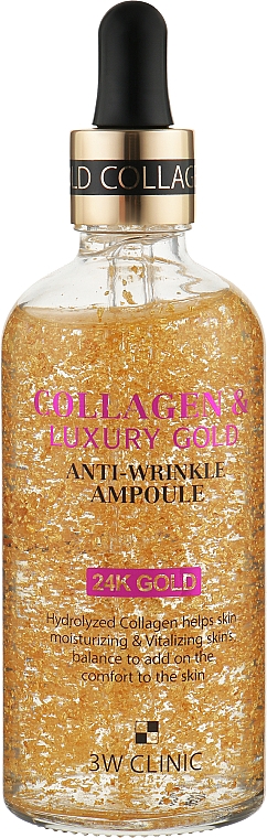 Антивозрастная сыворотка для лица с золотом и коллагеном - 3w Clinic Collagen & Luxury Gold Anti-Wrinkle Ampoule — фото N4