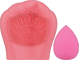 Парфумерія, косметика Набір спонжів для вмивання, 2 в 1 "Котяча лапка", кораловий + яскраво-рожевий - Puffic Fashion