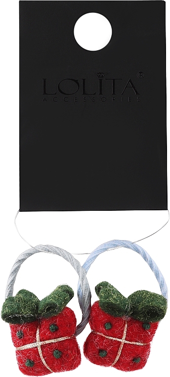 Набір резинок для волосся "Новорічні", блакитна + сіра - Lolita Accessories — фото N1