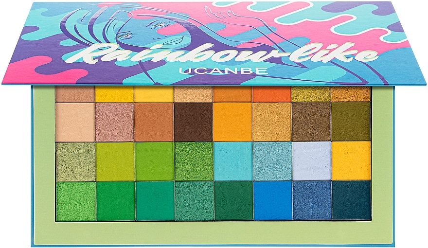 Палетка тіней для повік, 32 відтінки - Ucanbe Rainbow-Like Eyeshadow Palette — фото N2