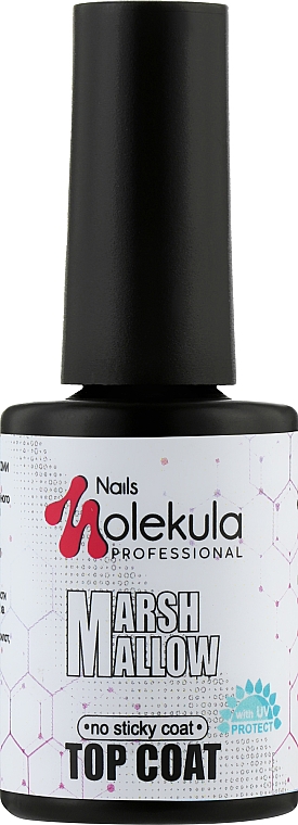 Финишное покрытие, с белыми точками без липкого слоя - Nails Molekula Top Coat Marshmallow — фото N1