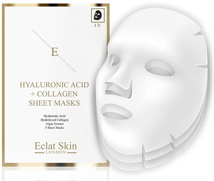 Набор - Eclat Skin London Hyaluronic Acid & Collagen (f/mask/2x3pcs) — фото N2