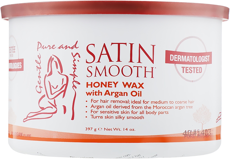 Воск банка с аргановым маслом - Satin Smooth Honey Wax With Argan Oil — фото N1