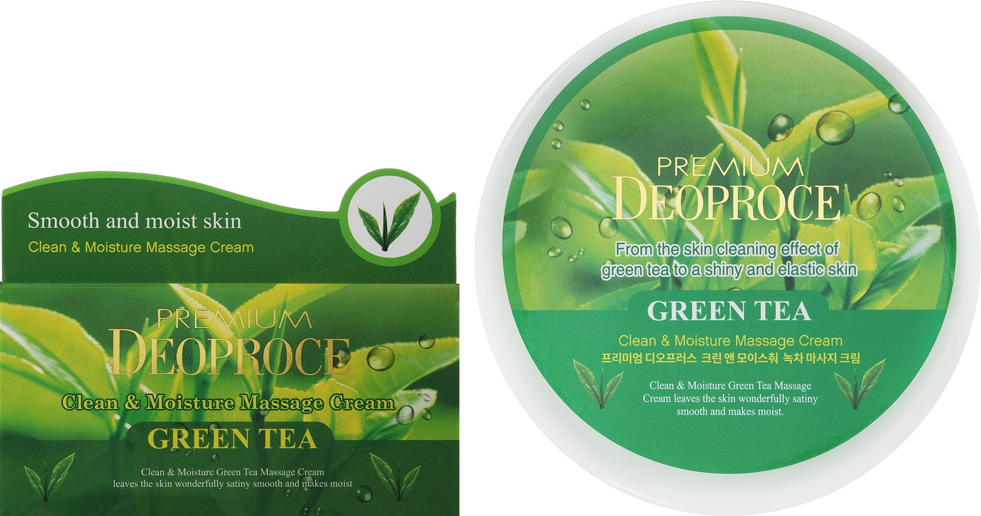 Крем масажний для тіла - Deoproce Premium Deoproce Clean & Moisture Green Tea Massage Cream — фото 300ml