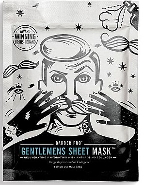 Омолаживающая и увлажняющая маска для лица - BarberPro Gentelmens Sheet Mask — фото N1