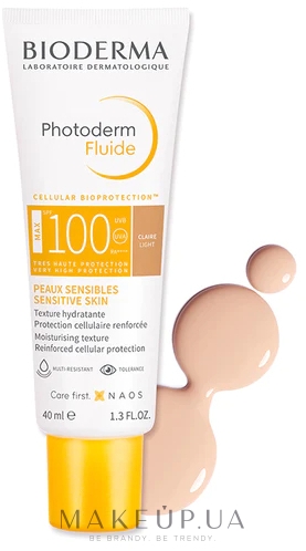 Солнцезащитный флюид для лица - Bioderma Photoderm Fluide Max SPF100+ — фото Light