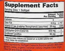 Коензим Q10, 60 капсул - Now Foods CoQ10 With Vitamin E & Lecithin — фото N4
