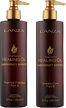 Набор - L'anza Keratin Healing Oil Emergency Service Backbar Kit (term/ther/296ml + hair/cr/296ml) — фото N2