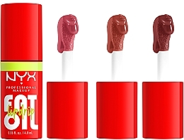 Набір для макіяжа губ - NYX Professional Makeup Home Alone Fat Oil Lip Drip Trio (3xlip/oil/4.8ml) — фото N5